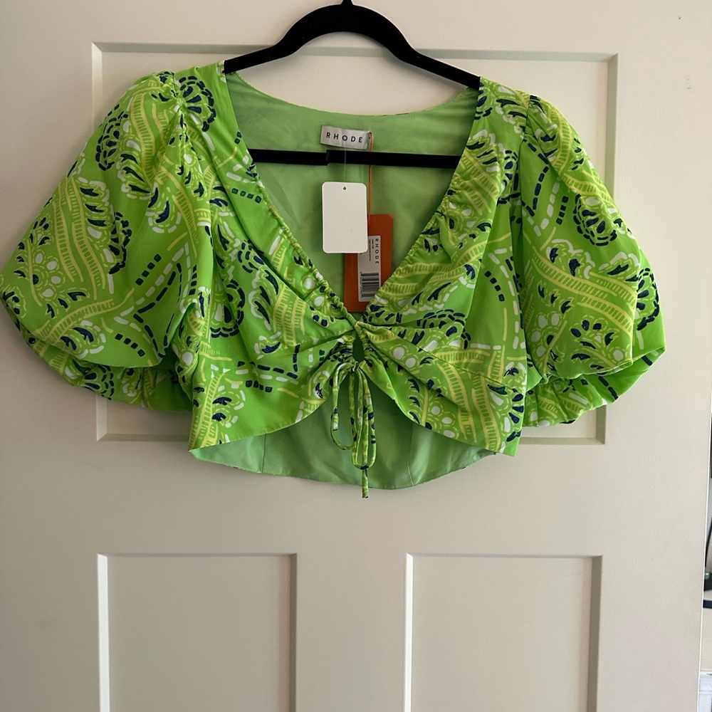 RHODE Lime Green Patterned Blouse